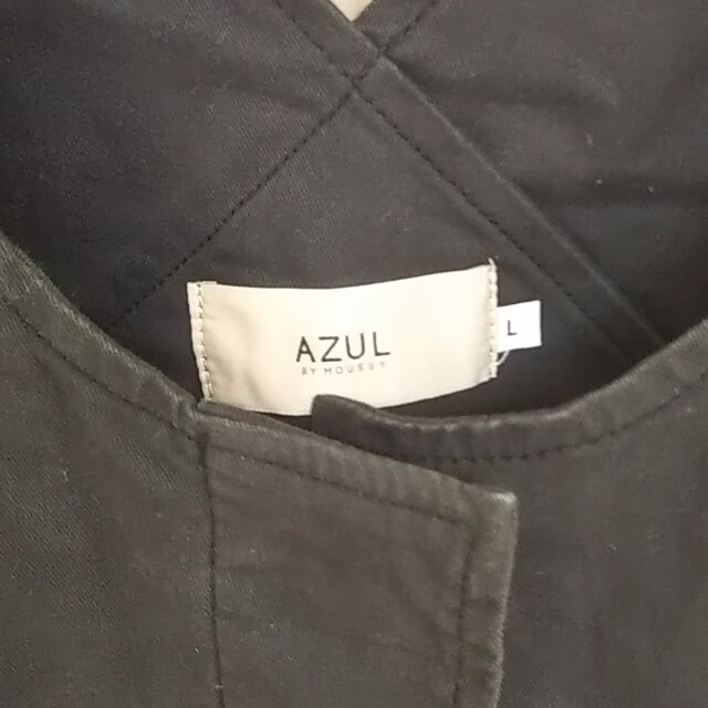 AZUL by moussy(アズールバイマウジー)のブラックジャンバースカート レディースのワンピース(ロングワンピース/マキシワンピース)の商品写真