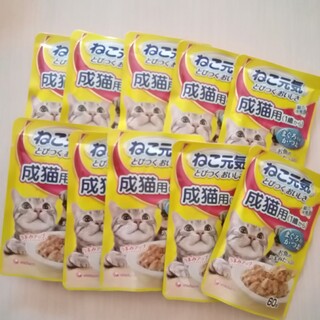 ユニチャーム(Unicharm)のねこ元気　まぐろ入りかつお　成猫用(1歳から)パウチ60g×10個(猫)