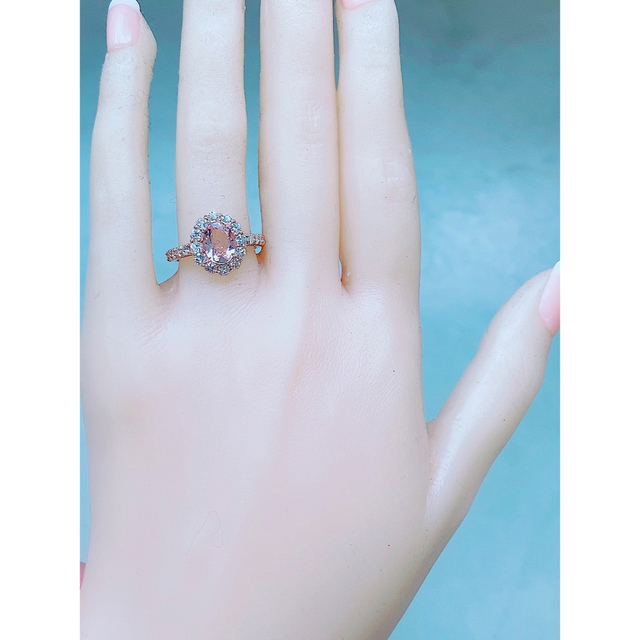 ★0.92ct★✨モルガナイト0.95ctダイヤモンドK18PGリング指輪