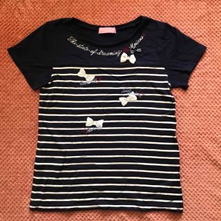 メゾピアノ(mezzo piano)のメゾピアノ　キッズＬサイズ　リボンTシャツ(Tシャツ/カットソー)