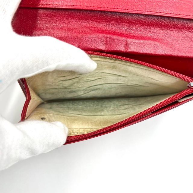 【極上品】シャネル 二つ折り財布 ココマーク レッド レザー ゴールド金具