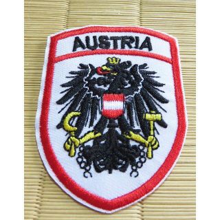 白赤AS旗■オーストリア国旗Austria黒鳥マッスルブラックバード刺繍ワッペン(各種パーツ)