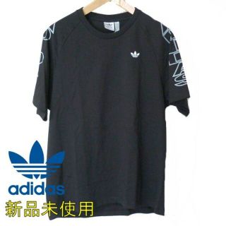 アディダス(adidas)の新品XL★アディダスオリジナルス黒レターロゴレディースTシャツ/ブラック(Tシャツ(半袖/袖なし))