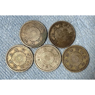 C349　大正11年,T12,T13×2,S3 小型50銭銀貨 全5枚(貨幣)