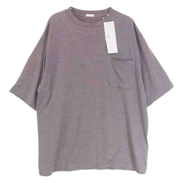 COMOLI(コモリ)のCOMOLI コモリ 21SS T01-05006  ウール天竺 クルーネック ボーダー 半袖 カットソー Tシャツ ネイビー系 3【美品】【中古】 メンズのトップス(Tシャツ/カットソー(半袖/袖なし))の商品写真