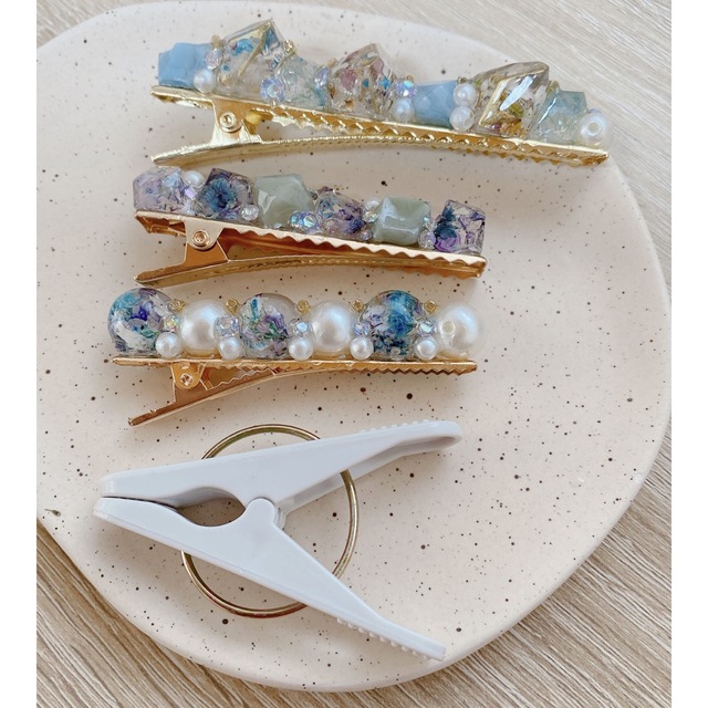 レジン ハンドメイド ✳︎ヘアクリップ✳︎ ブルー系