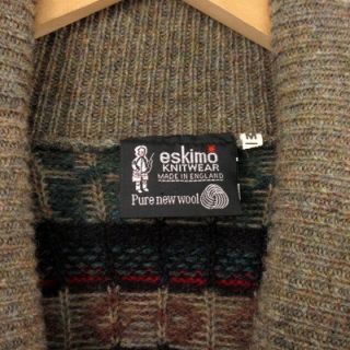 eskimo イングランド製 カーディガン ショールカラー ウール M