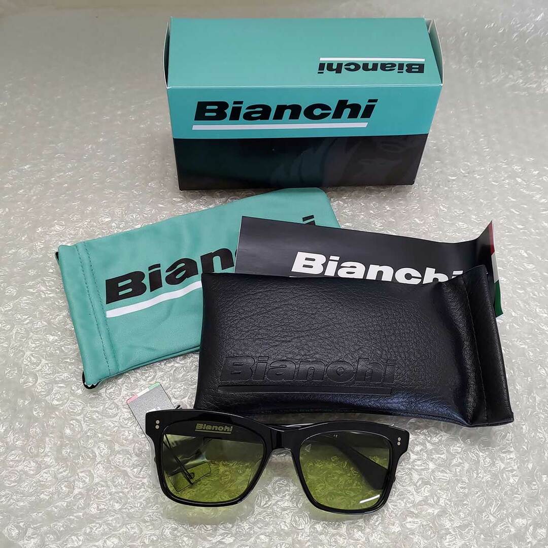 【未使用】ビアンキ BIANCHI ハンドメイドサングラス（JP213S2901）Black/Green 調光グリーン メンズ