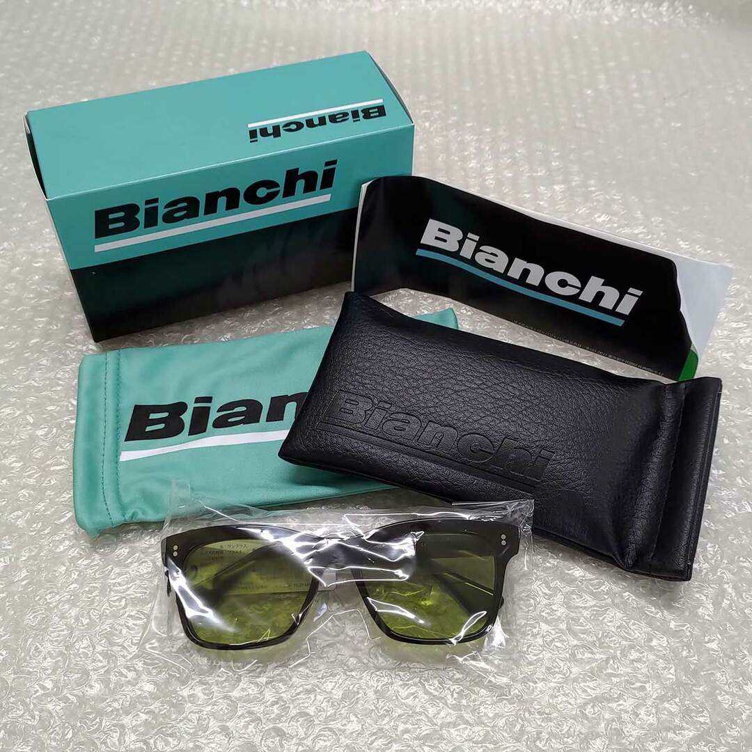 【未使用】ビアンキ BIANCHI ハンドメイドサングラス Black/Green 調光グリーン 定価29700円 JP213S2901 メンズ