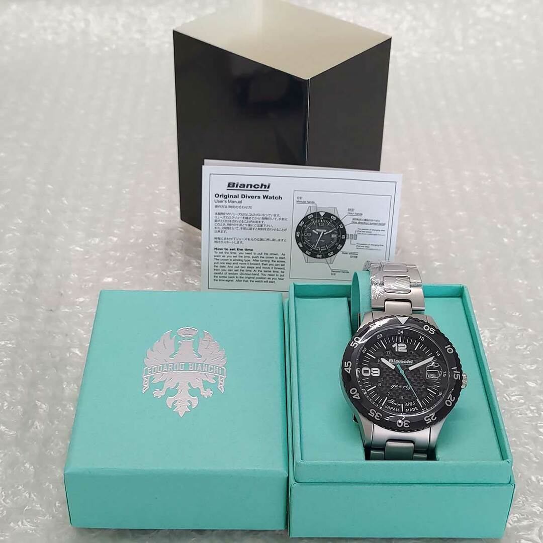 【未使用】ビアンキ BIANCHI SCUBA TX シルバー ブラック 時計 ダイバーズウオッチ型腕時計 定価33000円 JP203ZOTWA メンズ
