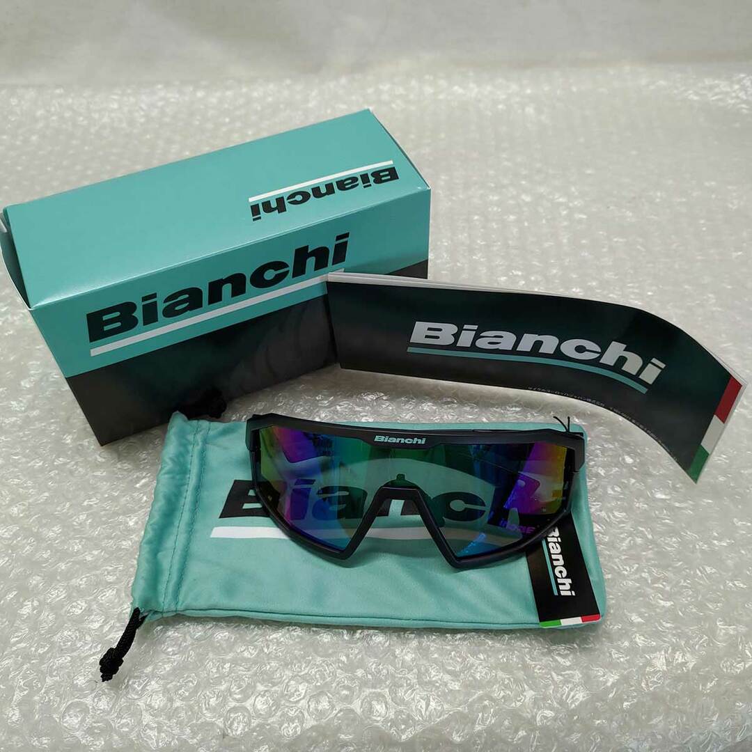 【未使用】Bianchi ビアンキ 一眼フルリム ロードバイク サングラス Black/Celeste メンズ