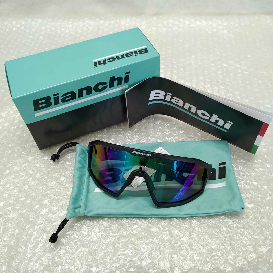 【未使用】Bianchi ビアンキ 一眼フルリム  ロードバイク サングラス Black/Celeste JP213R2901 メンズ