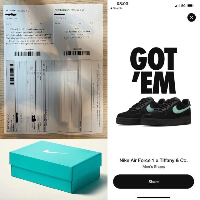 NIKE(ナイキ)の新品・NYティファニー購入☆Tiffany × Nike スニーカー 28.5㎝ メンズの靴/シューズ(スニーカー)の商品写真