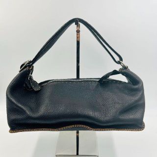 フェンディ(FENDI)の【極美品】フェンディ セレリア アクセサリーポーチ ハンドバッグ レザー 黒(ハンドバッグ)