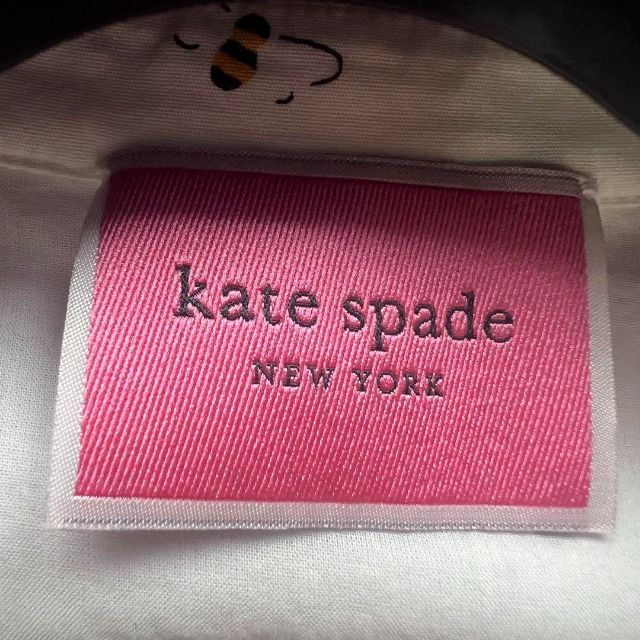 【美品】kate spade 総柄シャツワンピース ホワイト 蜂 M フレア