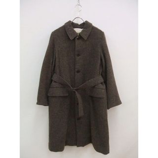 GJnestRobenest Robe チェック柄 ベルト付き ウールコート 茶