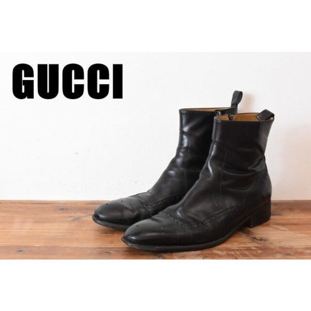 MN AN0018 超高級 GUCCI グッチ ウイングチップ レザー ショート 人気