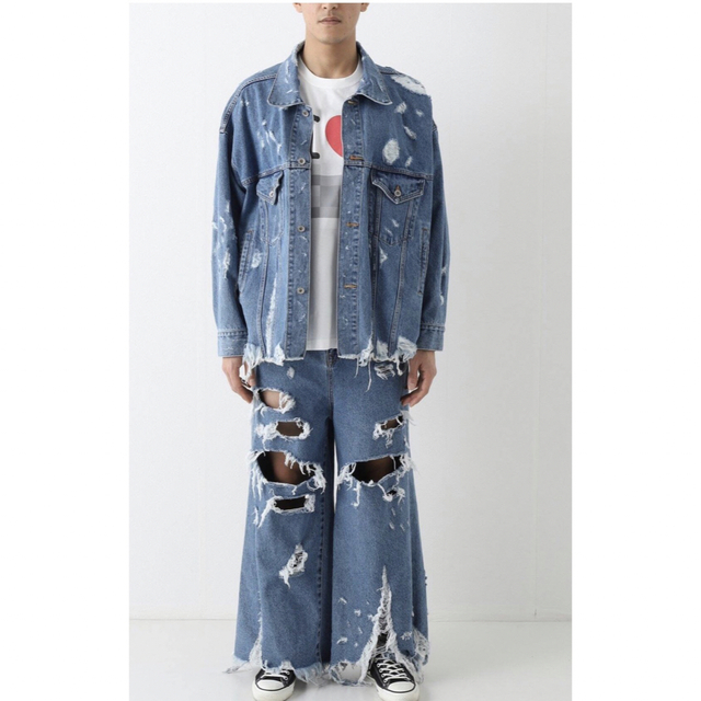 doublet(ダブレット)のdoublet DESTROYED DENIM JACKET 23SS デニム メンズのジャケット/アウター(Gジャン/デニムジャケット)の商品写真