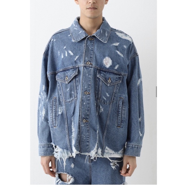 doublet(ダブレット)のdoublet DESTROYED DENIM JACKET 23SS デニム メンズのジャケット/アウター(Gジャン/デニムジャケット)の商品写真