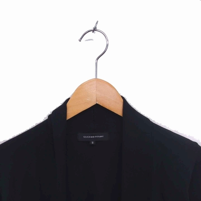 QUEENS COURT(クイーンズコート)のクイーンズコート カーディガン ニット トッパー 薄手 長袖 2 黒 ブラック レディースのトップス(カーディガン)の商品写真
