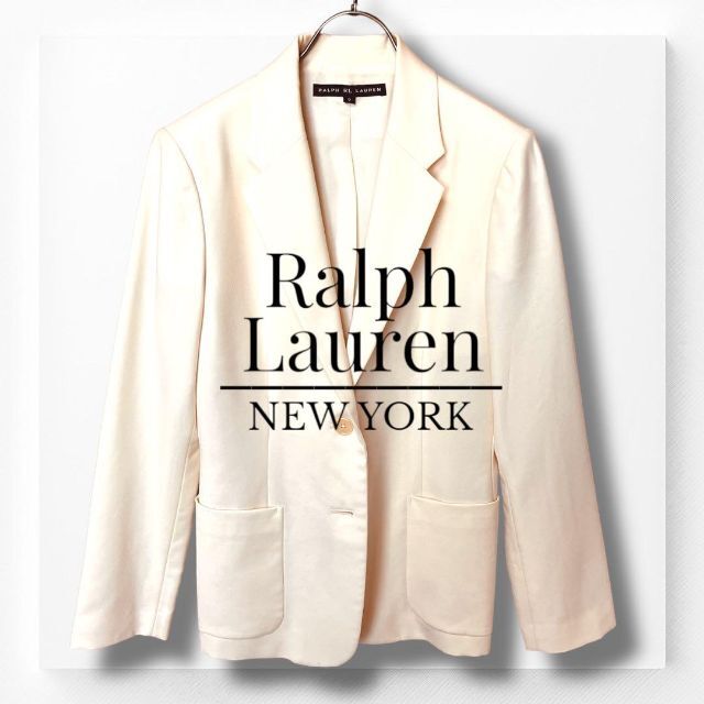 Ralph Lauren(ラルフローレン)の【ラルフローレン】テーラードジャケット ベージュ クリーム系 ウール シングル レディースのジャケット/アウター(テーラードジャケット)の商品写真