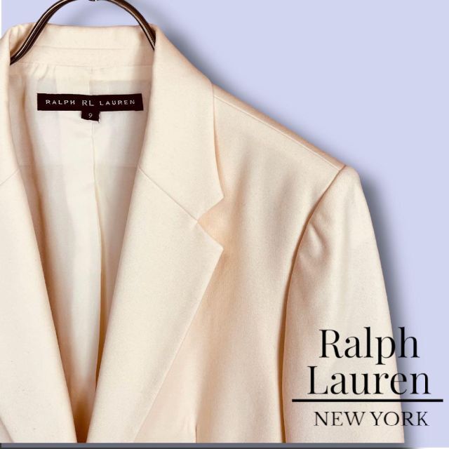 Ralph Lauren(ラルフローレン)の【ラルフローレン】テーラードジャケット ベージュ クリーム系 ウール シングル レディースのジャケット/アウター(テーラードジャケット)の商品写真