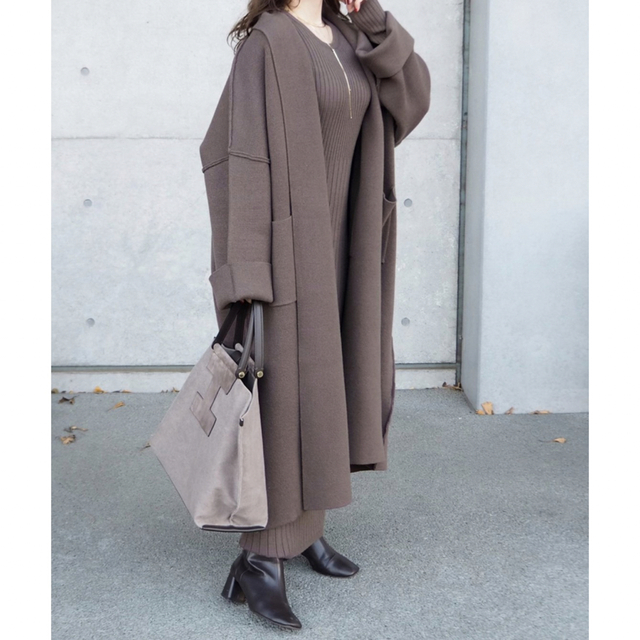 LAUlEN  Knit Shawl Coat  アッシュブラウン