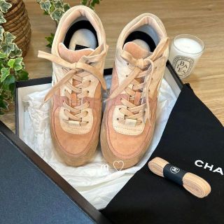 CHANEL - CHANEᏞ シャネル ココマークスニーカー 38 25cm ピンク