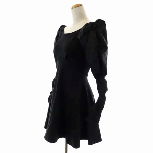 SNIDEL(スナイデル)のスナイデル 22AW スイッチングミニドレス ワンピース フレア 長袖 0 黒 レディースのワンピース(ミニワンピース)の商品写真