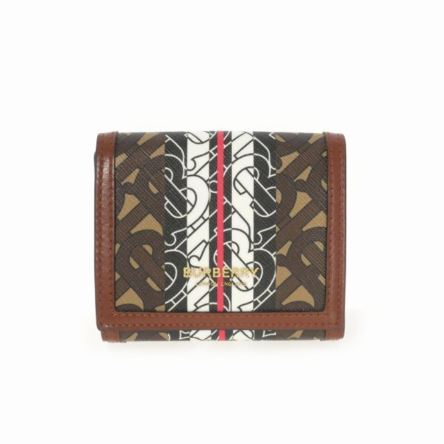 バーバリー ルナ TBモノグラム 三つ折り財布 コンパクトウォレット 茶
