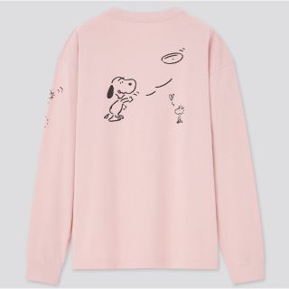 ユニクロ(UNIQLO)のユニクロ ピーナッツ×長場雄 クルーネックシャツ ピンク S 新品(カットソー(長袖/七分))