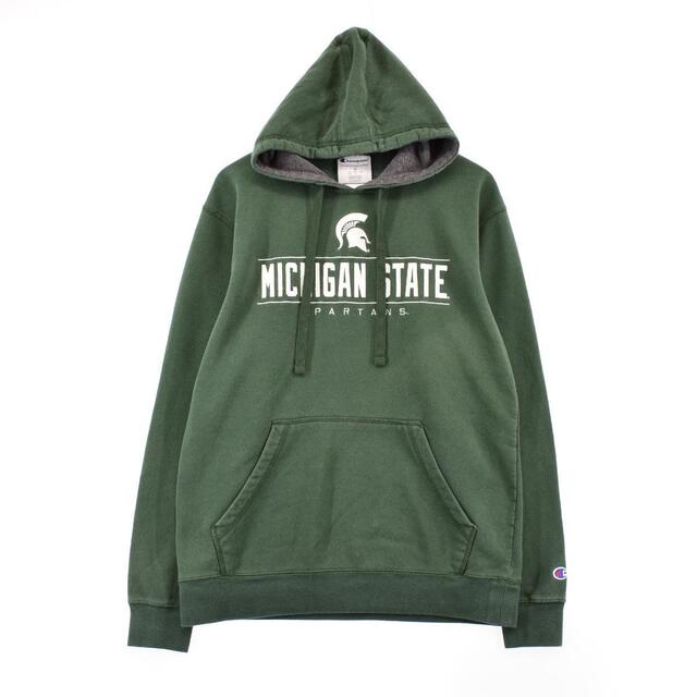 チャンピオン Champion AUTHENTIC ATHLETIC WEAR MICHIGAN STATE ミシガン大学 カレッジスウェットプルオーバーパーカー メンズL /eaa305687