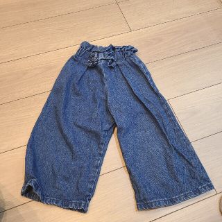 リボン ワイドパンツ 110 デニム ジーパン ブーツカット ウエストゴム パン(パンツ/スパッツ)