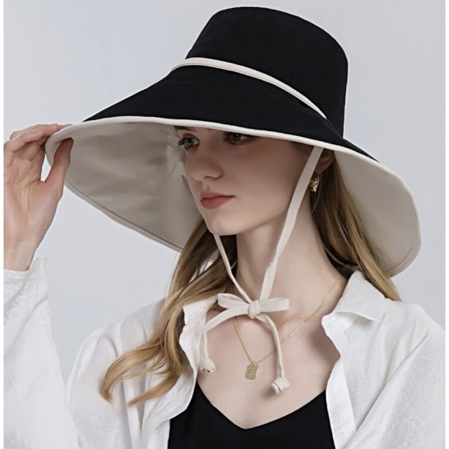 コントラストバインディング ワイドブリム リバーシブル 帽子 レディースの帽子(ハット)の商品写真