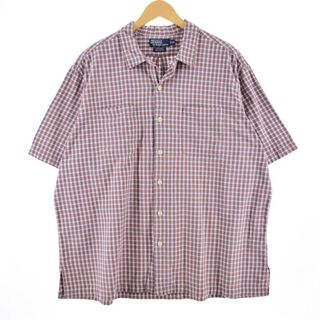 ラルフローレン(Ralph Lauren)の古着 ラルフローレン Ralph Lauren POLO by Ralph Lauren CALDWELL チェック柄 半袖 オープンカラー コットンシャツ ボックスシャツ メンズXXL /eaa325411(シャツ)