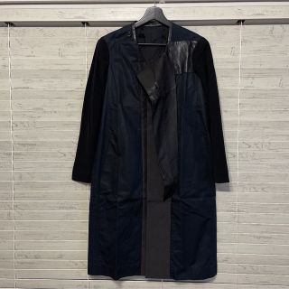 Rick Owens リックオウエンス ラムレザーコンビシルクロングジャケット ブラック 38