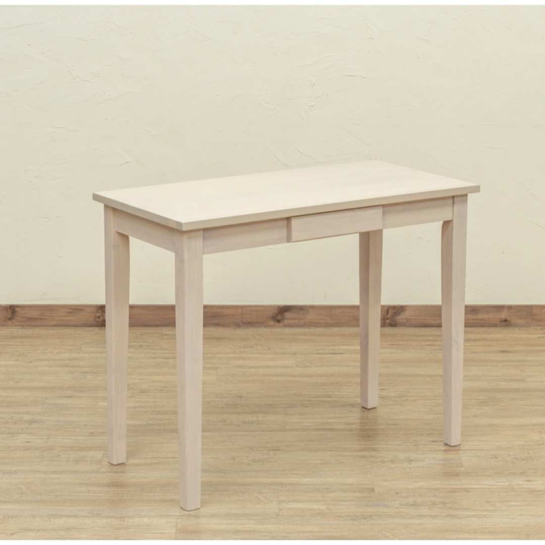 木製テーブル 90×45cm ホワイトウォッシュ インテリア/住まい/日用品の机/テーブル(ダイニングテーブル)の商品写真