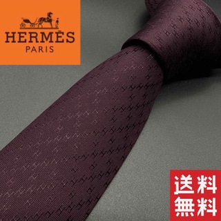 エルメス(Hermes)の✨H入り✨HERMES パープル　メンズ　ネクタイ　シルク100%(ネクタイ)