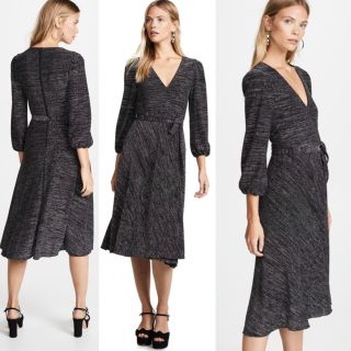 新品 alice+olivia ラメジャージー ウエストリボン ワンピースドレス