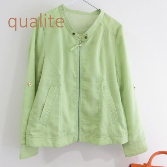 qualite(カリテ)のqualite カリテ　未使用　2重シフォン　ライダース ジャケット　春夏 レディースのジャケット/アウター(ノーカラージャケット)の商品写真