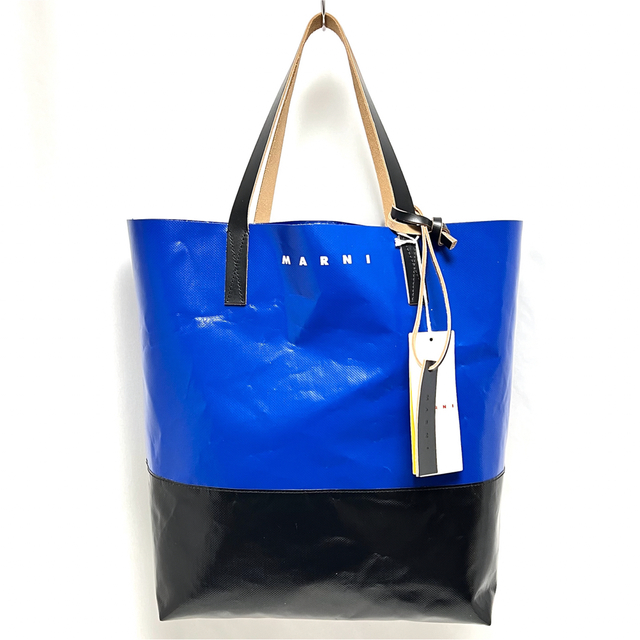 MARNI マルニ TRIBECA ショッピング バッグ PVC トート 黒 青