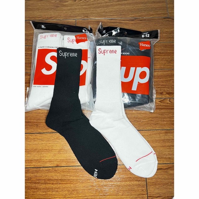 Supreme Hanes Crew Socks ソックス 靴下 黒白 各1足l - ソックス