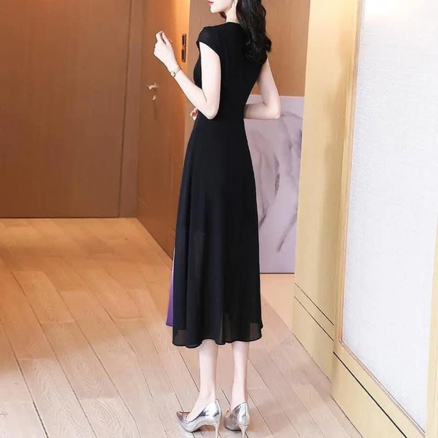 【綺麗】 ワンピース ドレス シフォン 入学式 卒業式 結婚式 フォーマル 黒