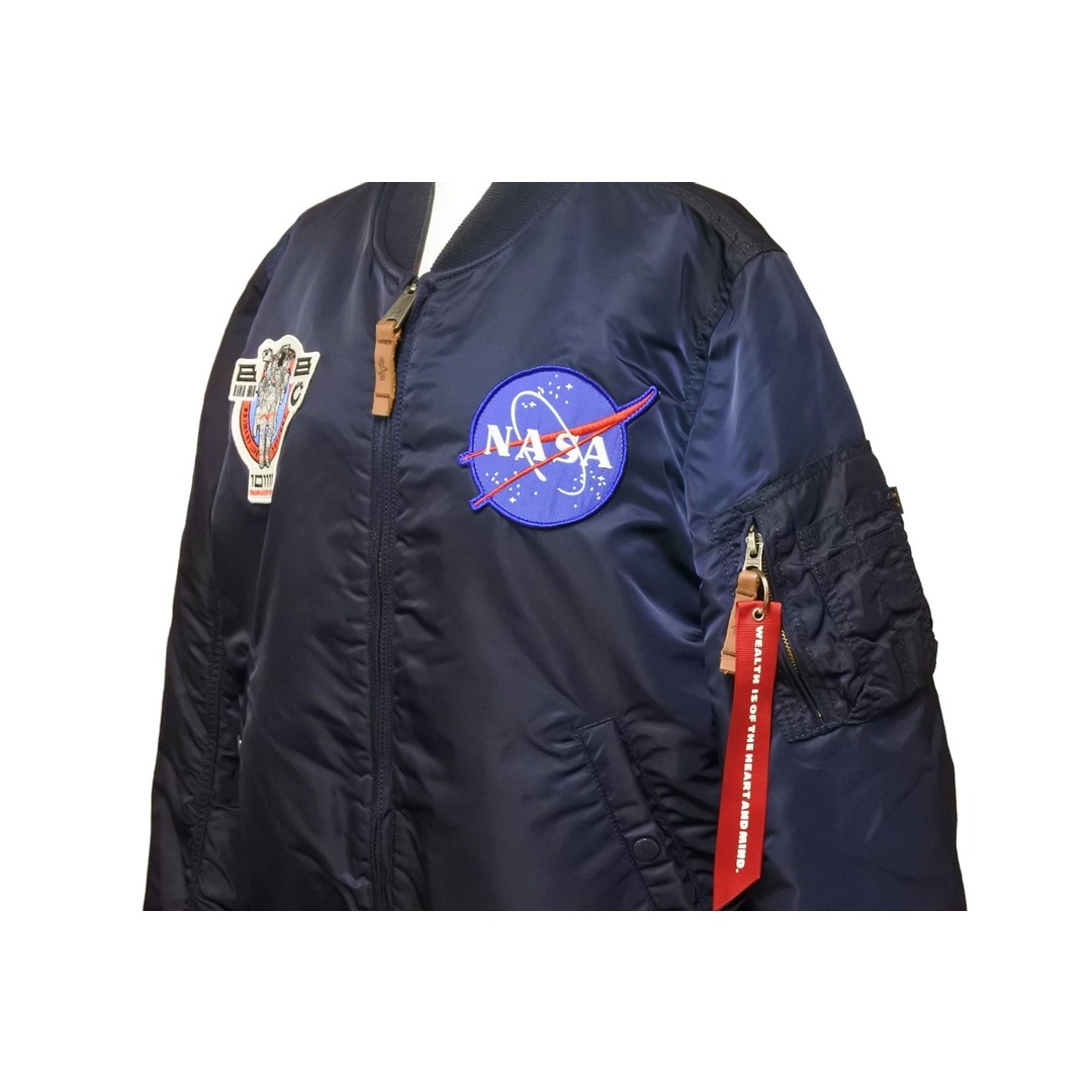 NASA ナサ フライトジャケット オフィシャル アポロ MA-1 ミリタリー ブルゾン アウター ジャンパー M ネイビー 美品  47674 3