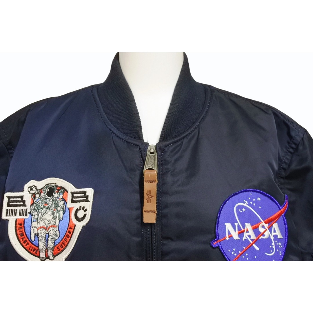 NASA ナサ フライトジャケット オフィシャル アポロ MA-1 ミリタリー ブルゾン アウター ジャンパー M ネイビー 美品  47674 4