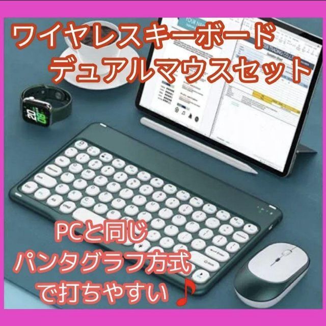 【限定1品】ワイヤレスキーボード＆デュアルマウスセット USB充電