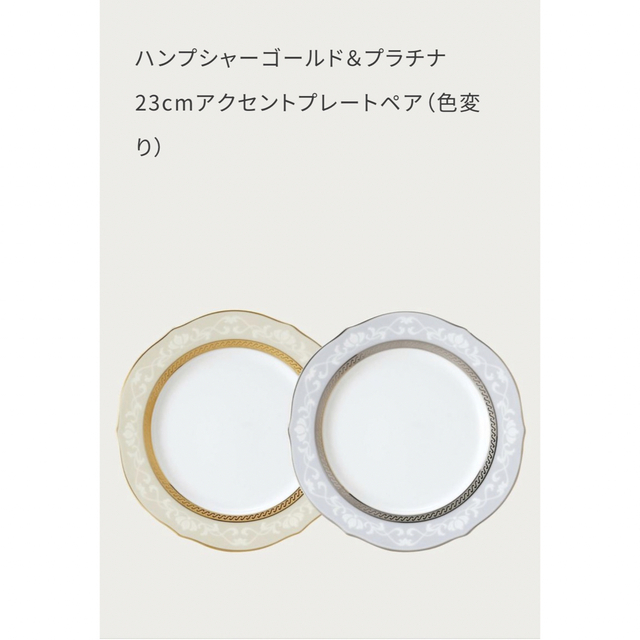 Noritake(ノリタケ)のNoritake ハンプシャーゴールド&プラチナ プレートペア 23cm インテリア/住まい/日用品のキッチン/食器(食器)の商品写真