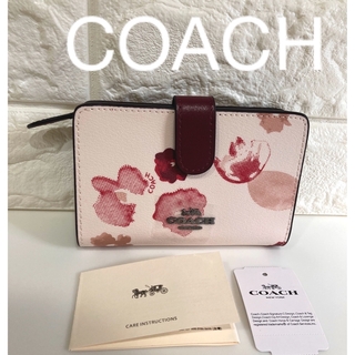 コーチ(COACH)の【新品】COACH 長二つ折り財布 ハーフトーンフローラルプリント　水彩 花柄(財布)