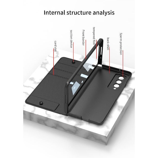 【色: グレー】カード収納 Samsung Galaxy Z Fold 4 ケー 1