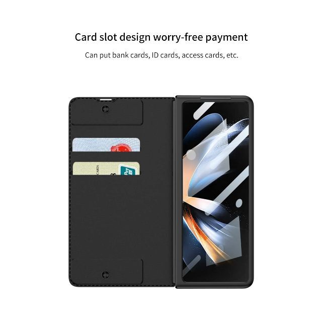 【色: グレー】カード収納 Samsung Galaxy Z Fold 4 ケー 4